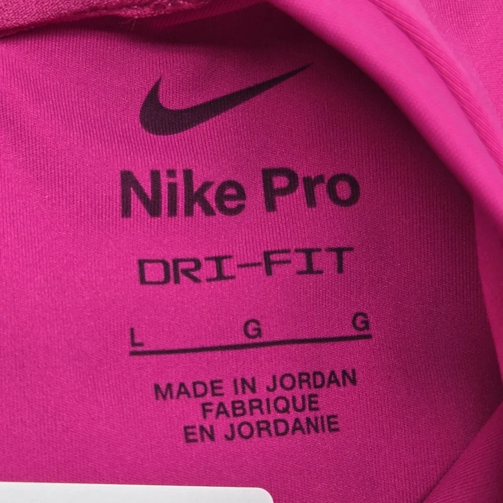 Nike Women Sports Bra Large Pink Pro Dri FIT Pullover  Zipper Pullover READ
